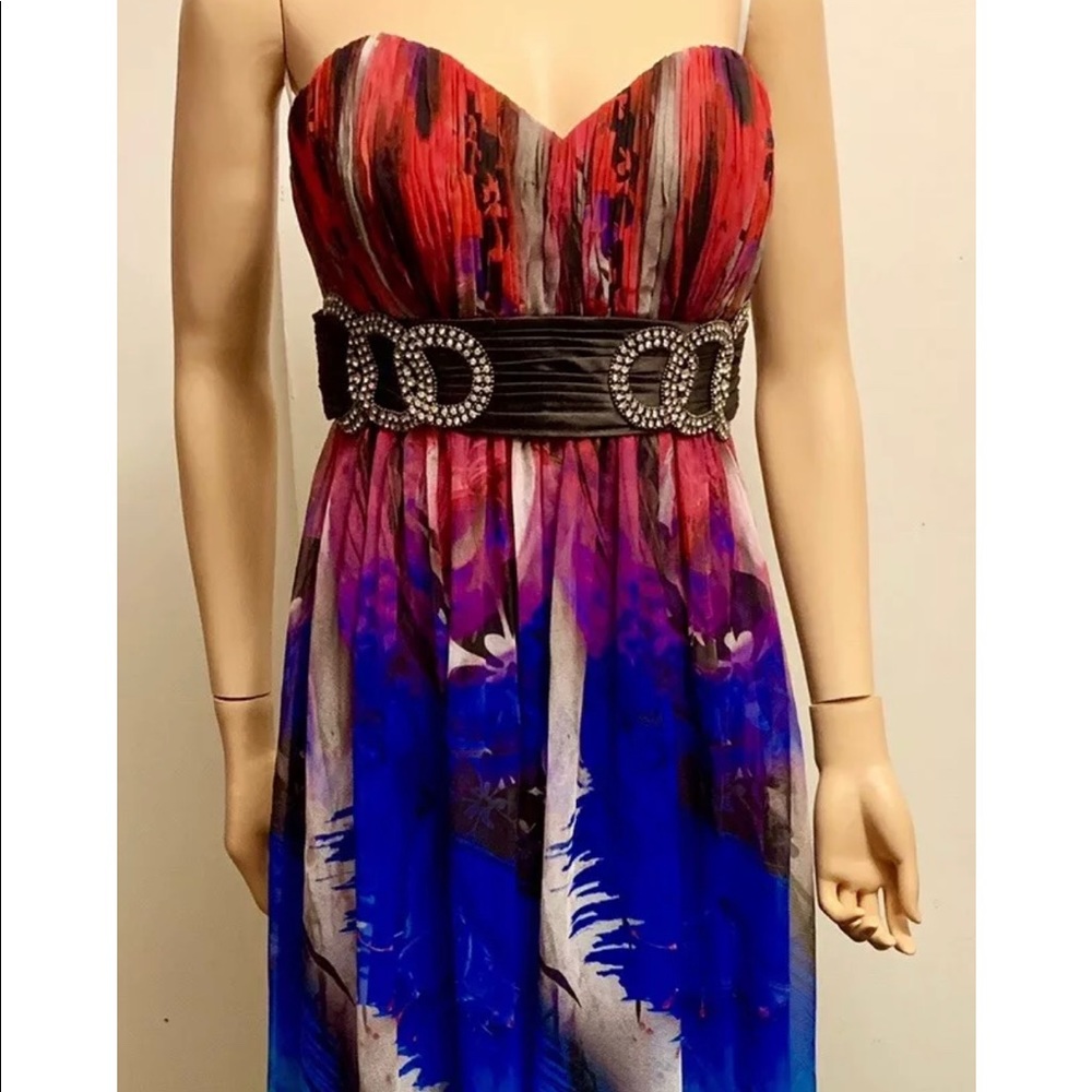 Multicolored Strapless La Femme Paris Dress Size 8